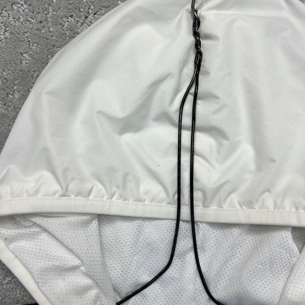 Adidas Jacket Mens S White Black Striped Full Zip Hooded Lightweight Windbreaker - Picture 5 of 16